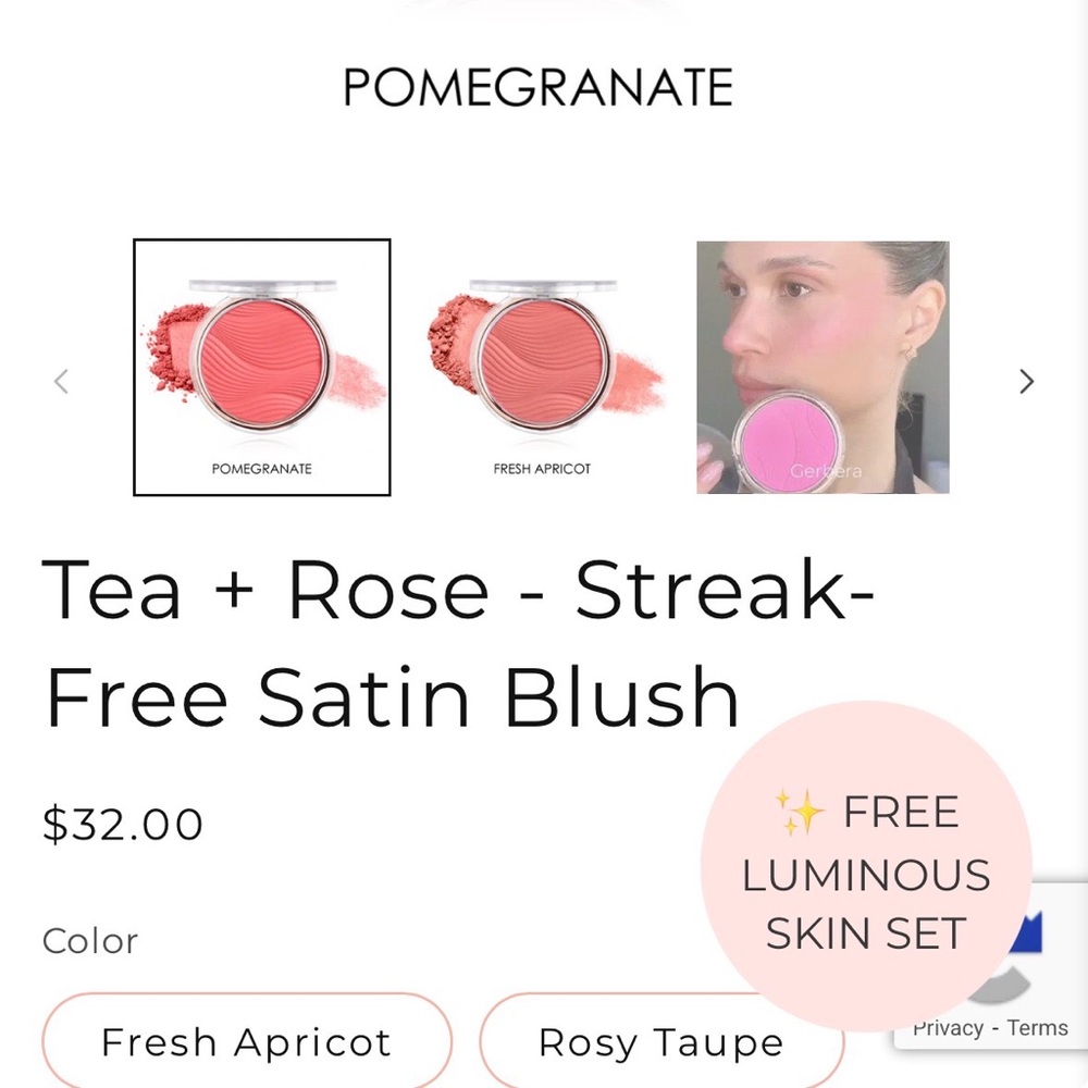 Seraphine botanicals Pomegranate Powder Blush - Vibrant Pink Cheek Color